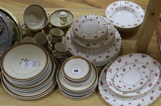 A Royal Copenhagen gilt decorated part dinner service and a Royal Doulton part service